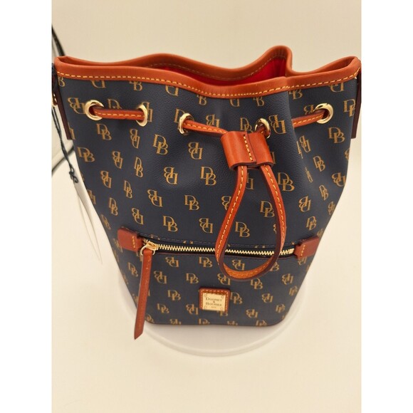Dooney‎ Bourke Gretta SMALL Drawstring Logo Bucket  NAVY NWT - Picture 3 of 16